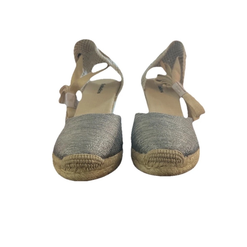 Soludos Silver and Cream Espadrille Sandals